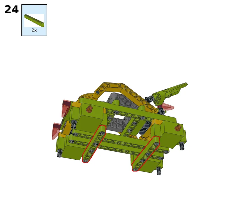 Wukong tank with four servos, geared 2:1 - step 24