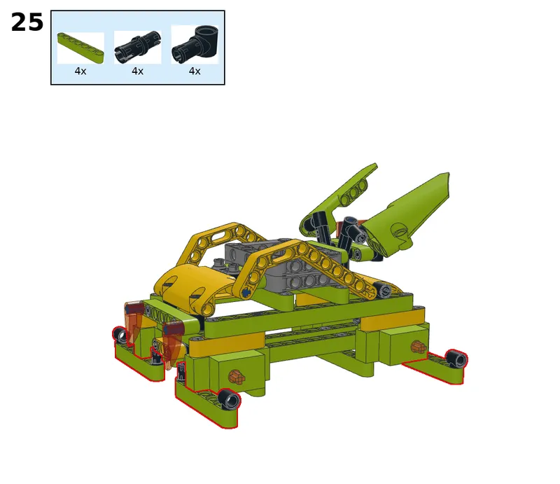 Wukong tank with four servos, geared 2:1 - step 25