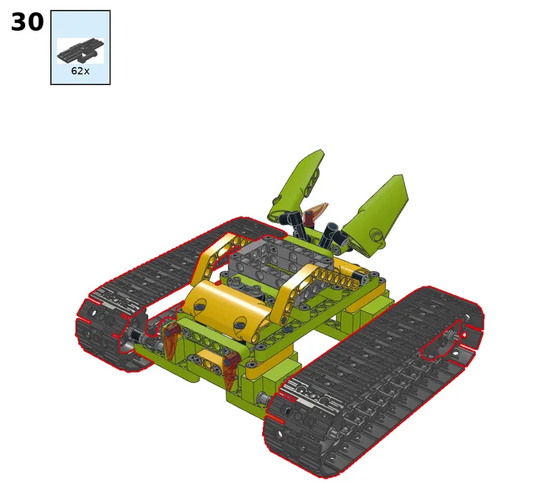 Wukong tank with four servos, geared 2:1 - step 30