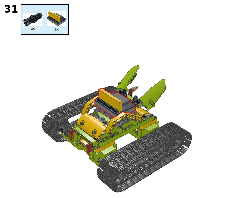 Wukong tank with four servos, geared 2:1 - step 31