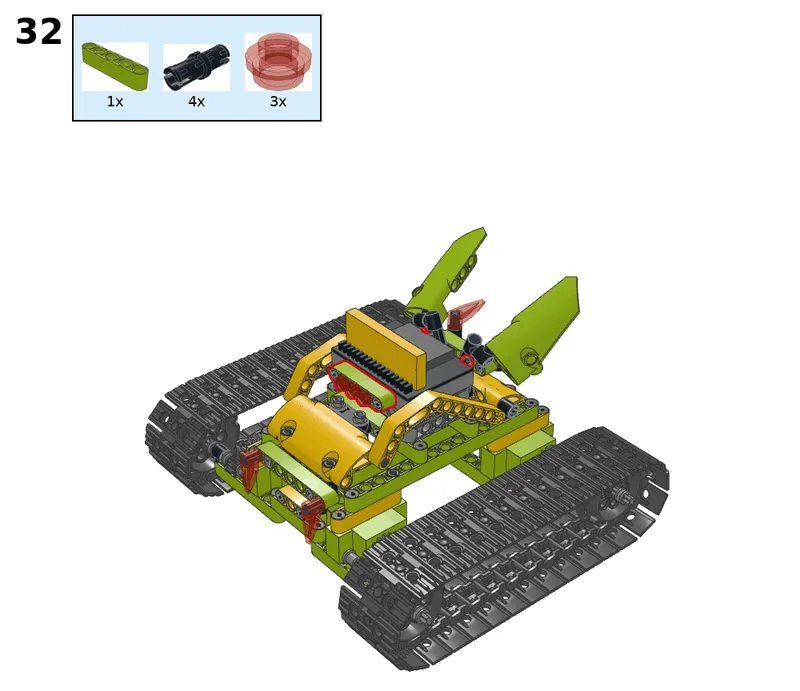 Wukong tank with four servos, geared 2:1 - step 32